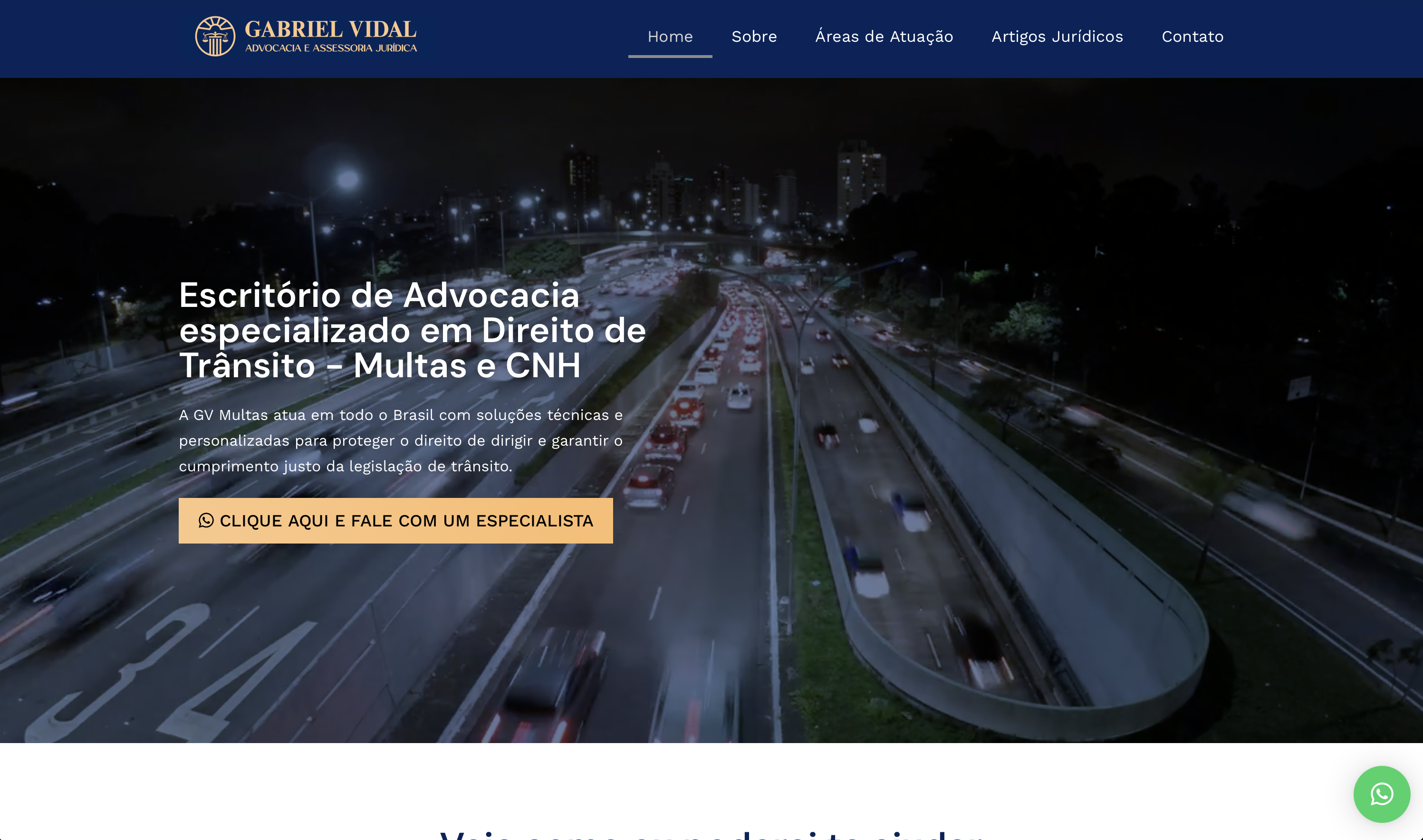 Site antigo do escritório Gabriel Vidal Advocacia
