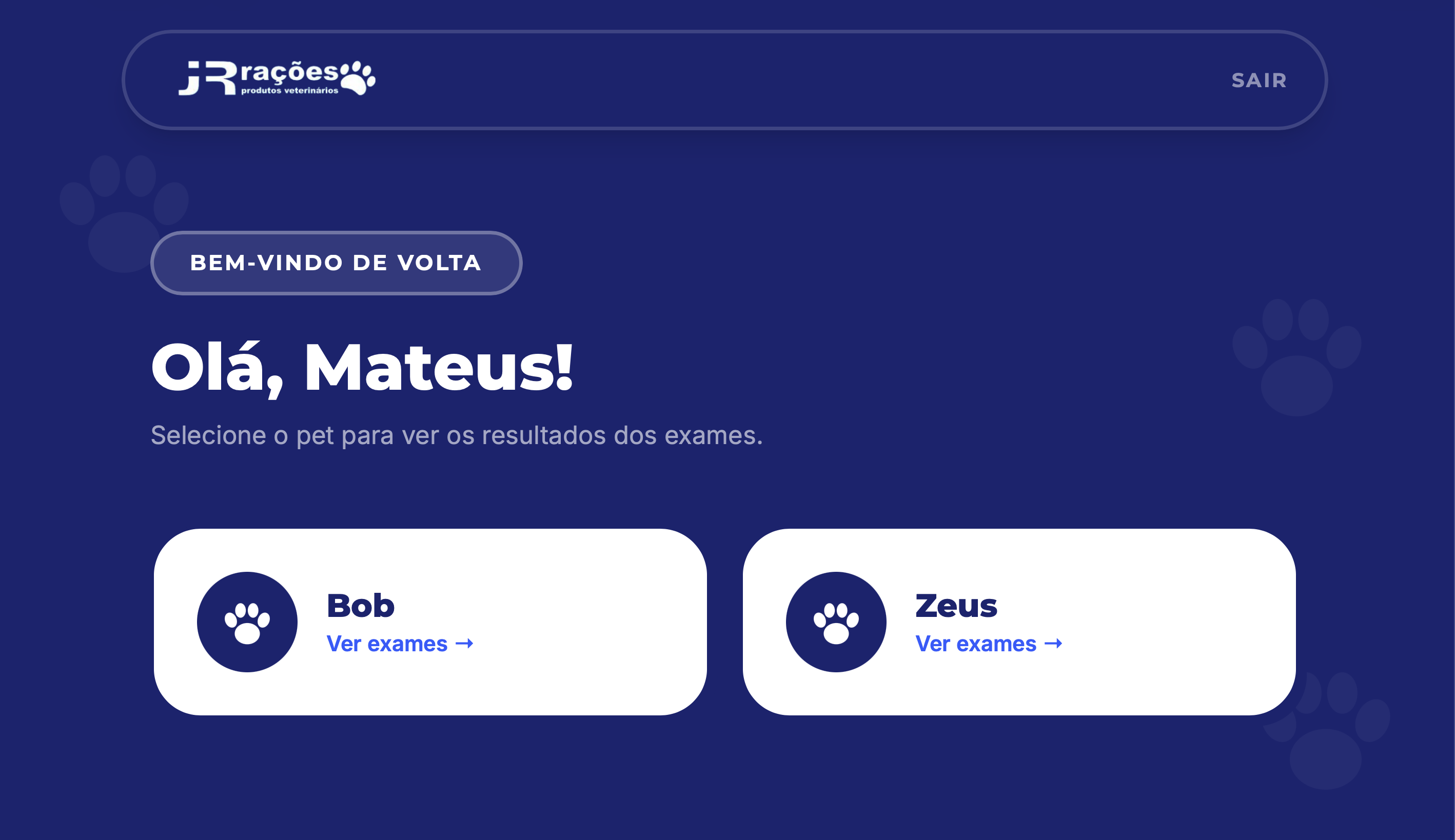 Portal de exames — JR Rações