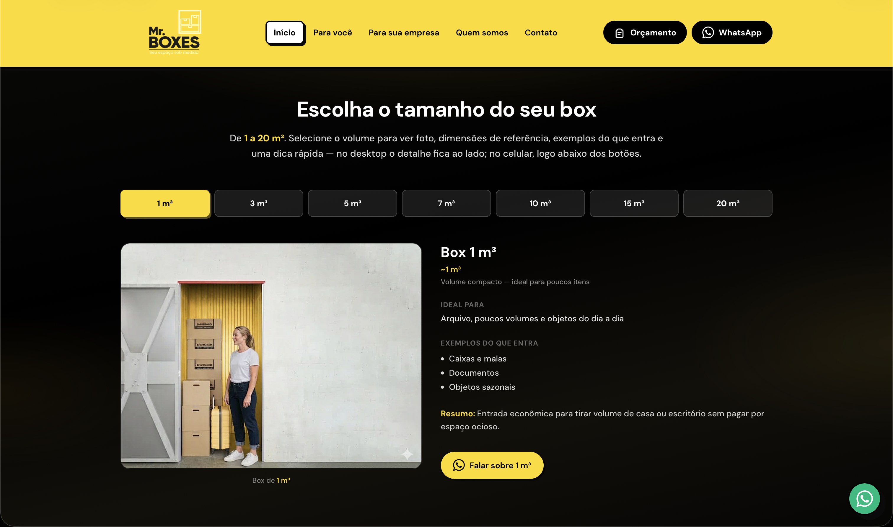 Comparador de tamanhos de box — Mr. Boxes