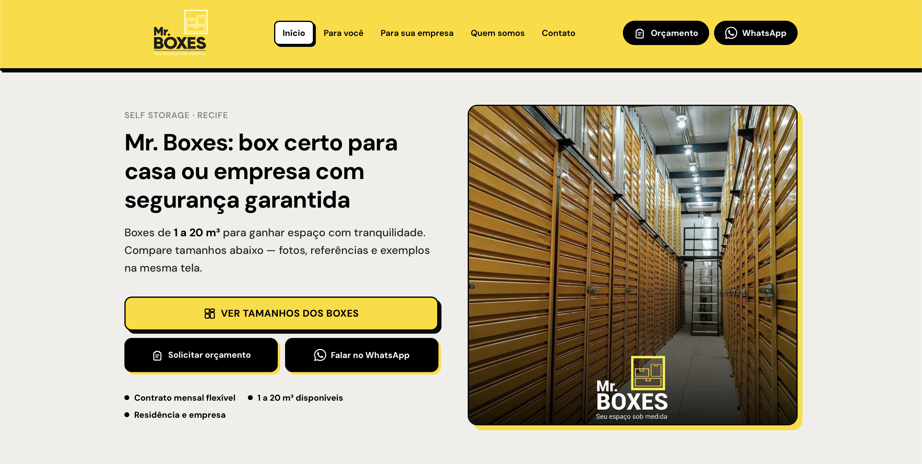 Mr. Boxes Self Storage — Site completo