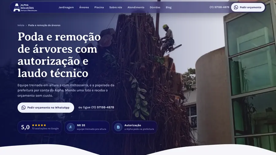Alpha Soluções: Poda e remoção de árvores com autorização e