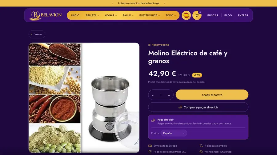 Belavion: Molino Eléctrico de café y granos