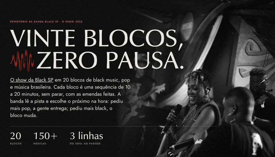 Black SP: REPERTÓRIO DA BANDA BLACK SP · O SHOW 2026