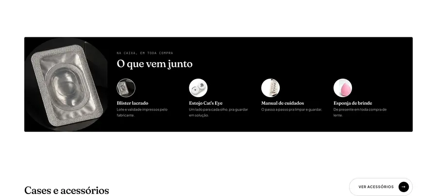 Cat's Eye Lentes: O que vem junto