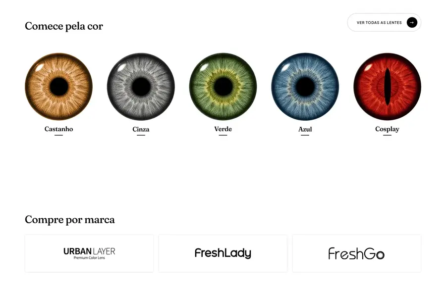 Cat's Eye Lentes: Comece pela cor