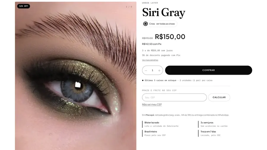 Cat's Eye Lentes: Siri Gray