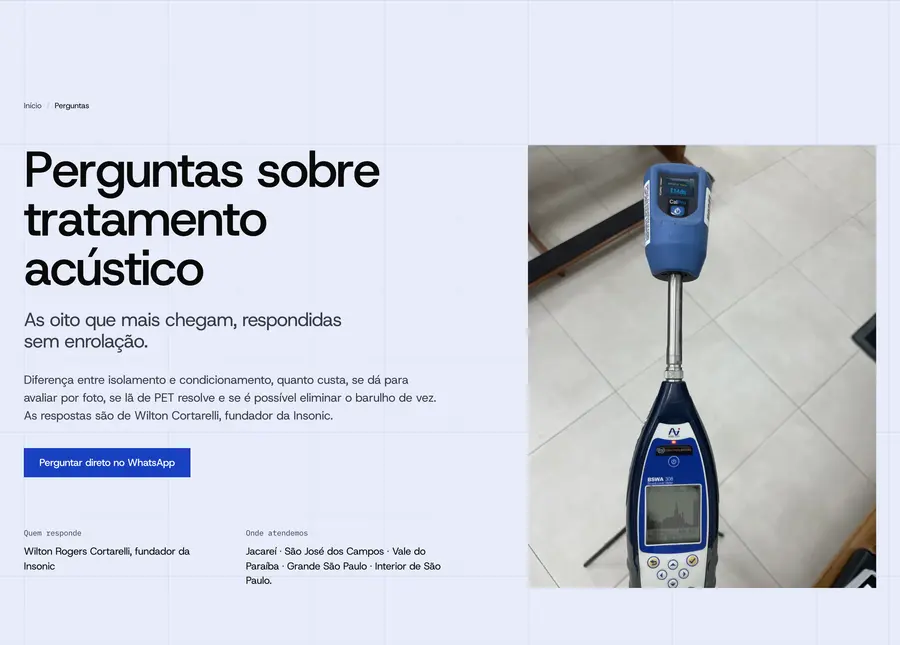 Insonic Acústica: Perguntas sobre tratamento acústico
