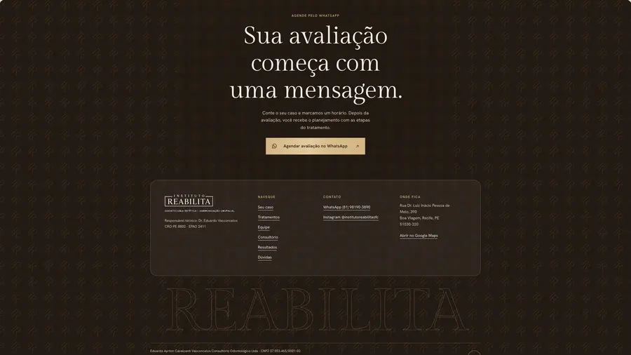 Instituto Reabilita: Sua avaliação começa com uma mensagem.