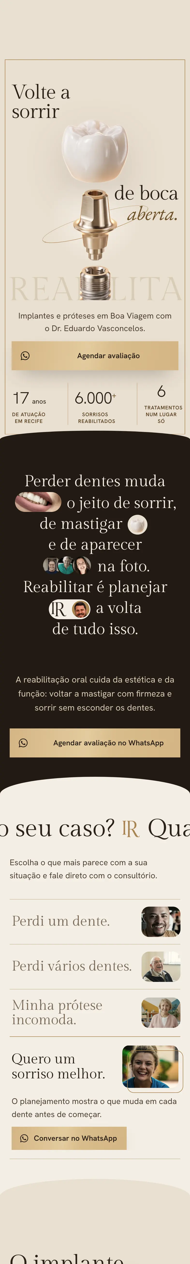 O site da Instituto Reabilita no celular, do topo até o rodapé