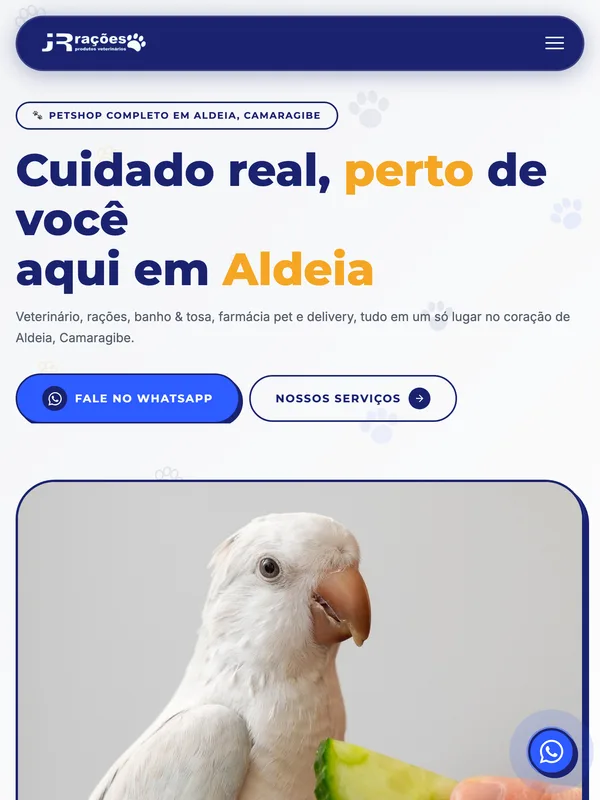 O site da JR Rações aberto num notebook e num celular