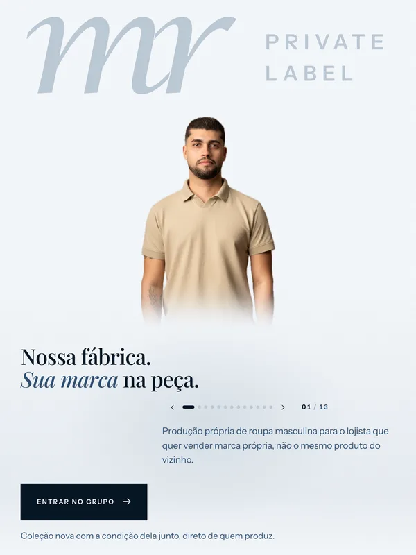 A landing page da MR Private Label aberta num notebook e num celular