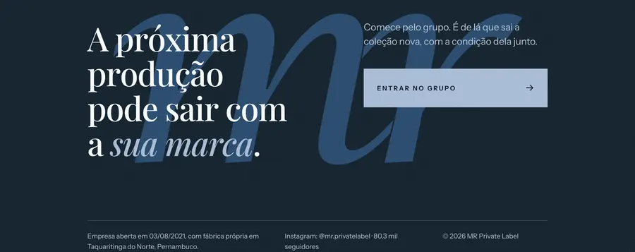 MR Private Label: A próxima produção pode sair com a sua marca.