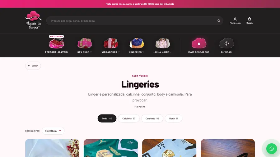Nuvens de Desejos: Lingeries
