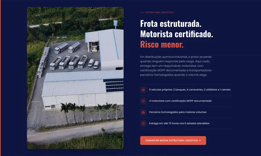 Quimitêxtil: Frota estruturada. Motorista certificado