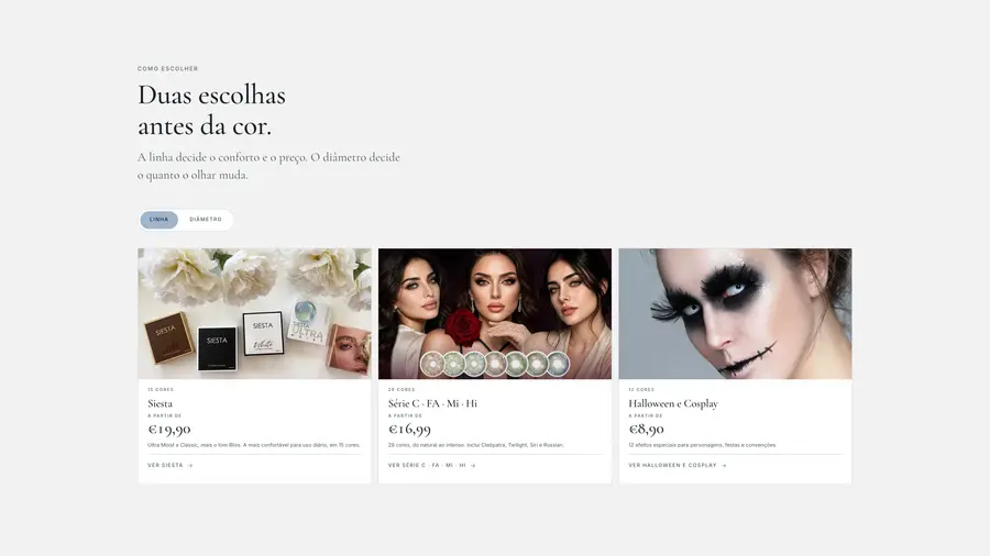 V. Color Lenses: Duas escolhas antes da cor.