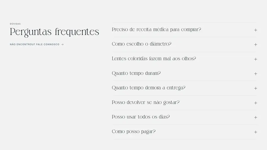 V. Color Lenses: Perguntas frequentes